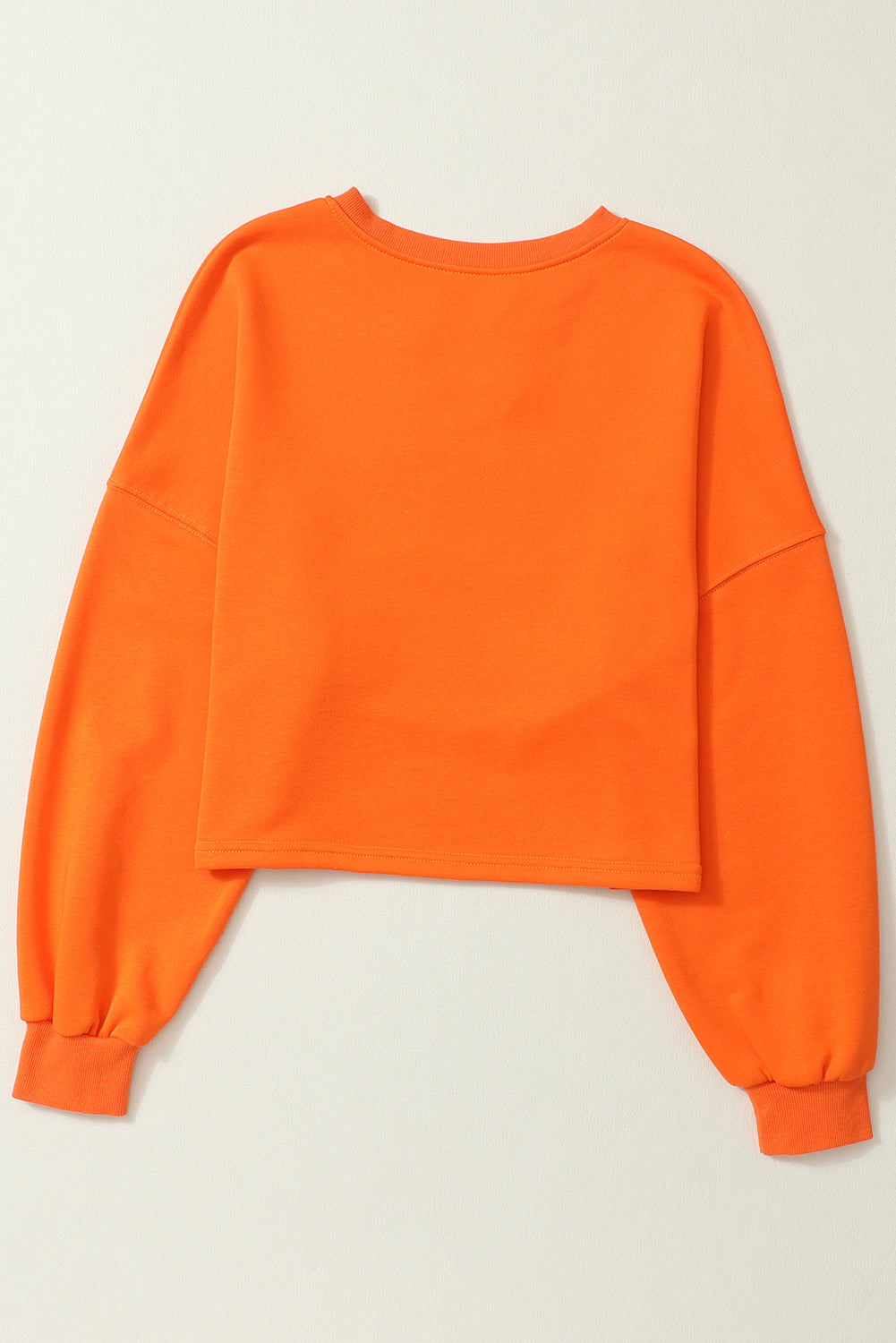 Orange Game Day Lettering Football Notched Neck Cropped Sweatshirt