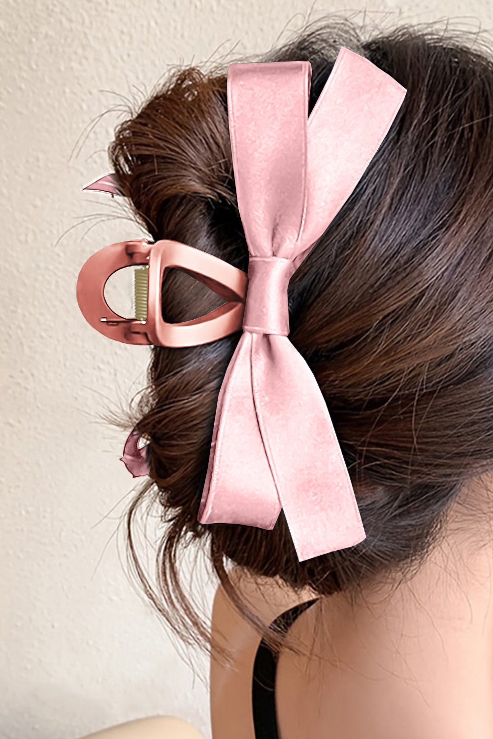 Solid Color Ribbon Bow Decor Hair Clip