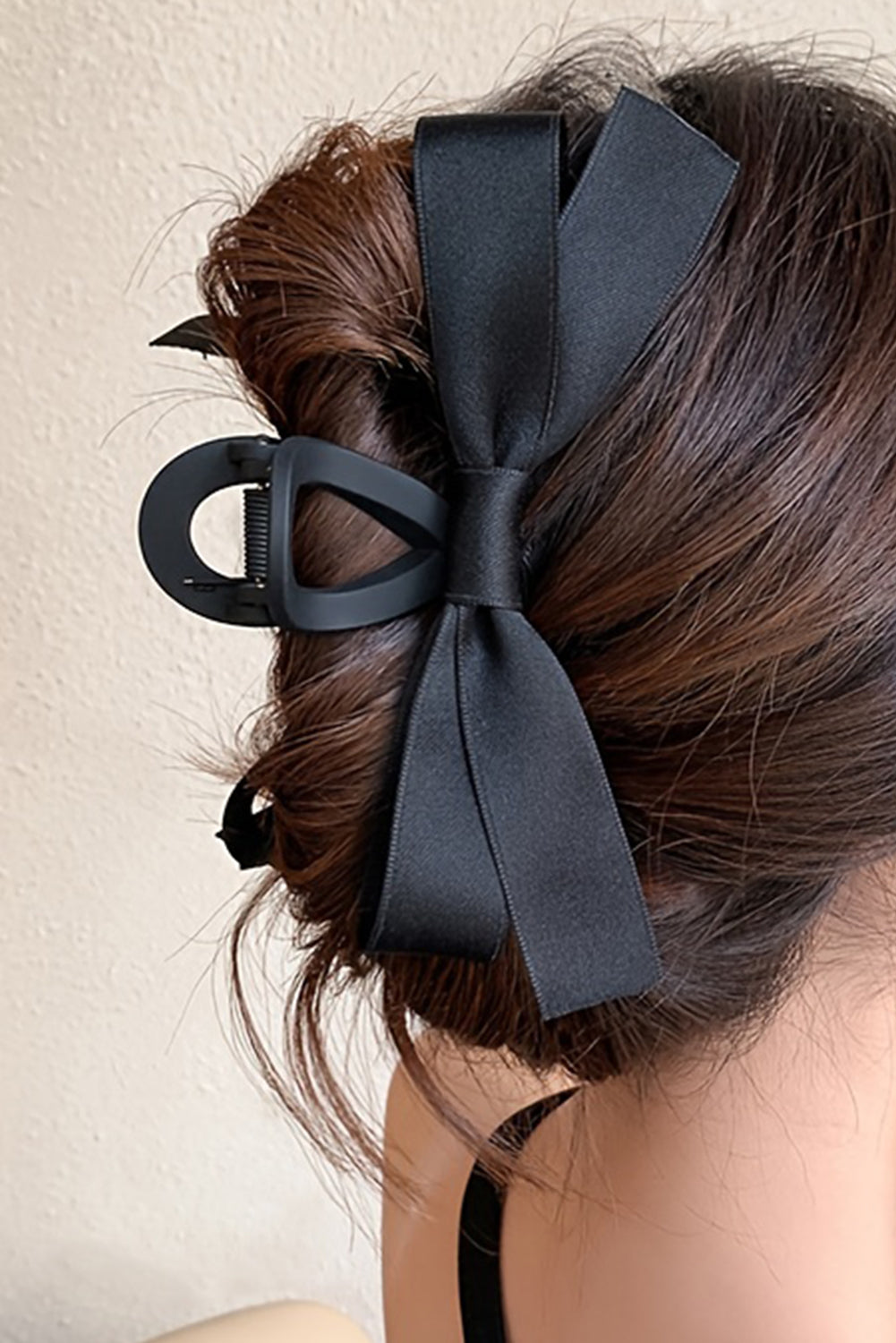 Solid Color Ribbon Bow Decor Hair Clip