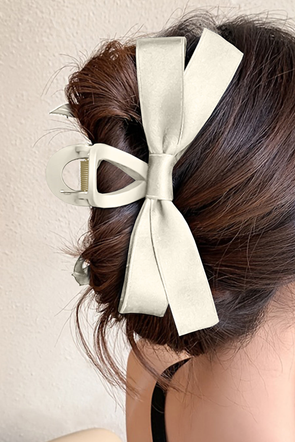 Solid Color Ribbon Bow Decor Hair Clip