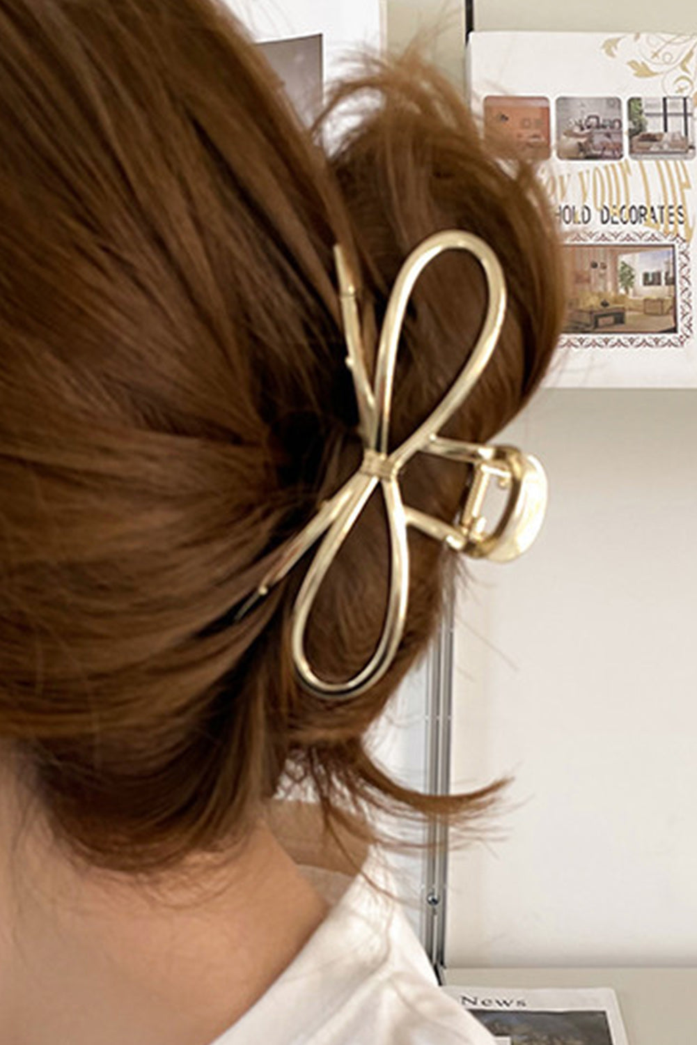 Gold Casual Bowknot Shape Metal Claw Clip