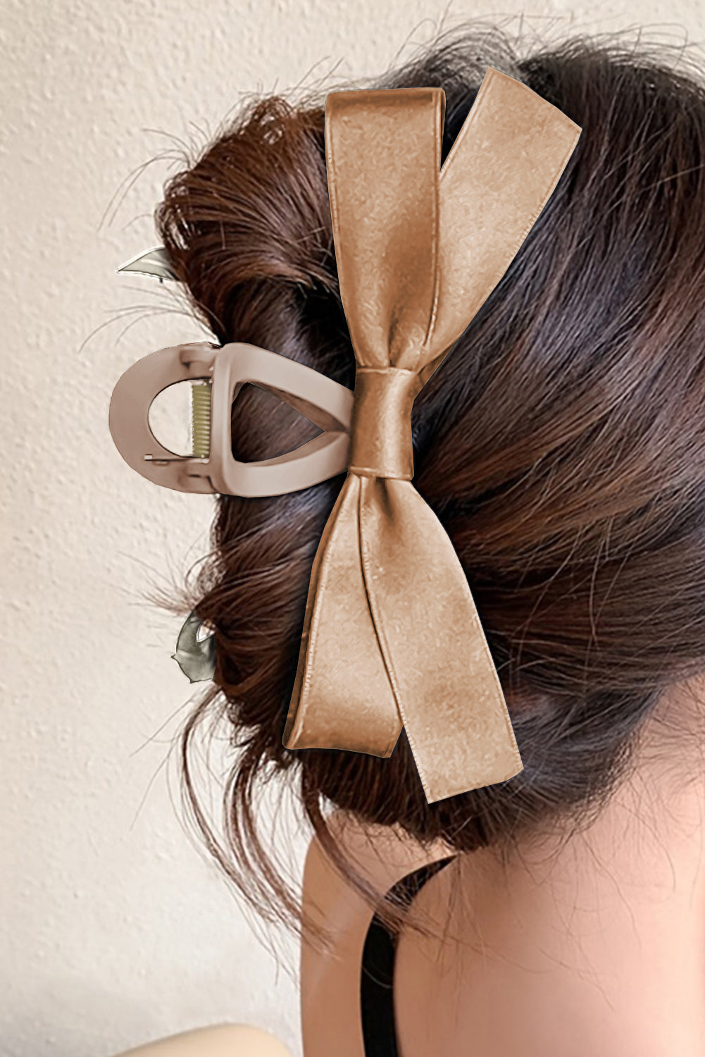 Solid Color Ribbon Bow Decor Hair Clip