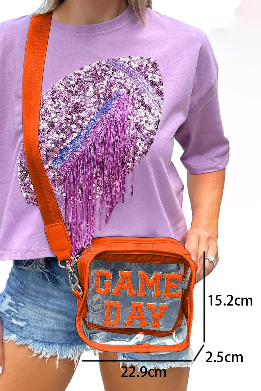 Black Chenille GAME DAY Pattern Clear Bag